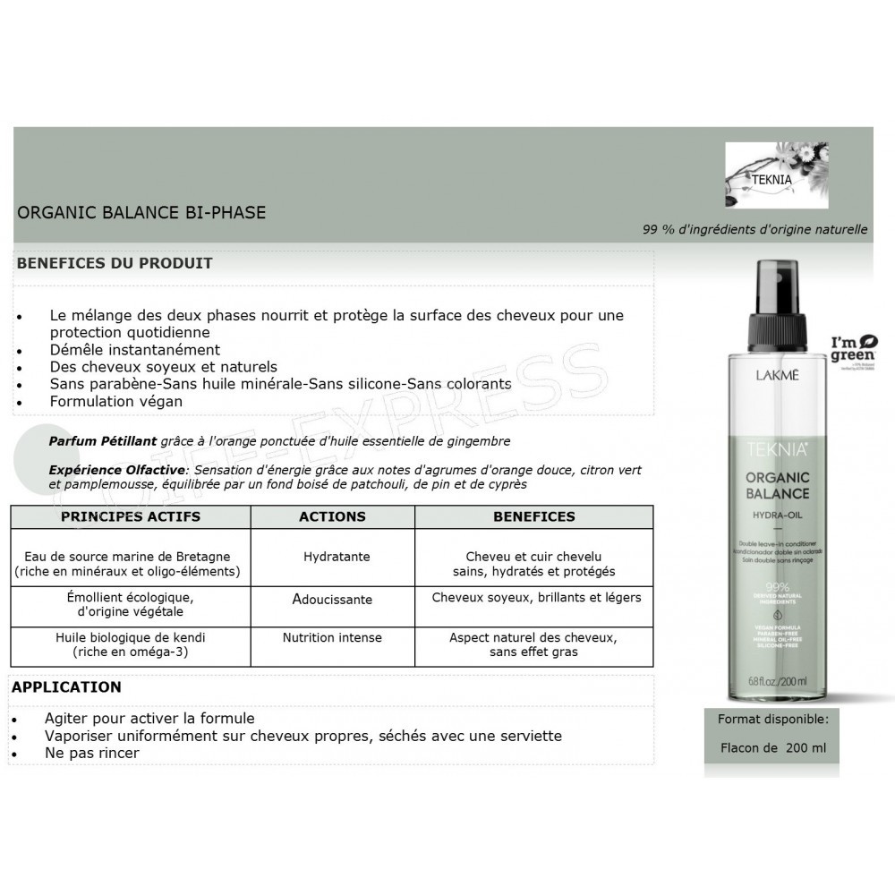 Xịt dưỡng giúp tóc bóng mượt Organic Balance Lakme Hydra-Oil 200ml
