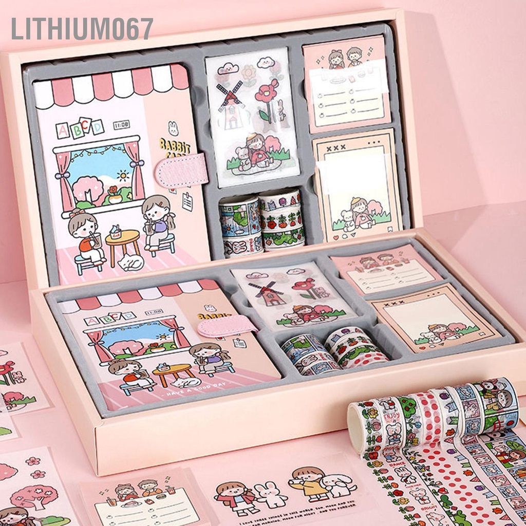 Lithium067 Set 54 Hộp quà tặng Sổ tay cô gái dễ thương -Sticker-Washi Tape -Giấy Note Sổ Ghi Chú hình dán công chúa sổ ghi chép sticker trang trí sổ quà tặng bạn gái