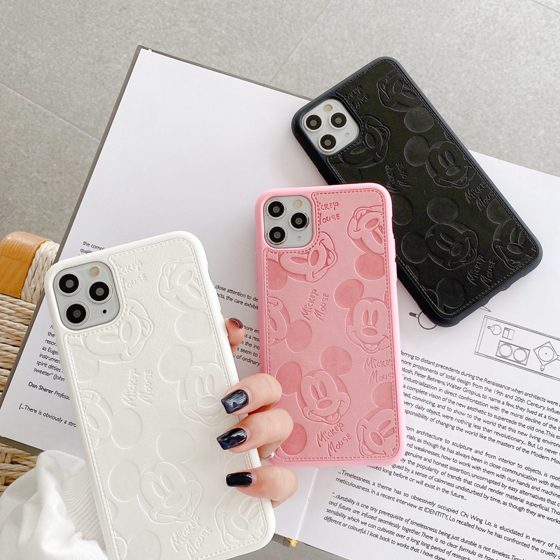 Ốp Điện Thoại Da PU Mềm Họa Tiết Chuột Mickey MINI Cho IPhone 12 Pro Max 12 11 Pro Max 7 8 Plus SE 2020 X XR XS Max