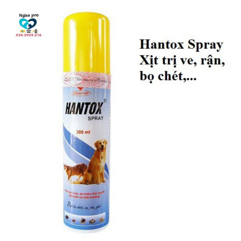 Thuốc Xịt trị ve ghẻ, trị bọ chét chó mèo - Hantox Spray 100 - 300 ml