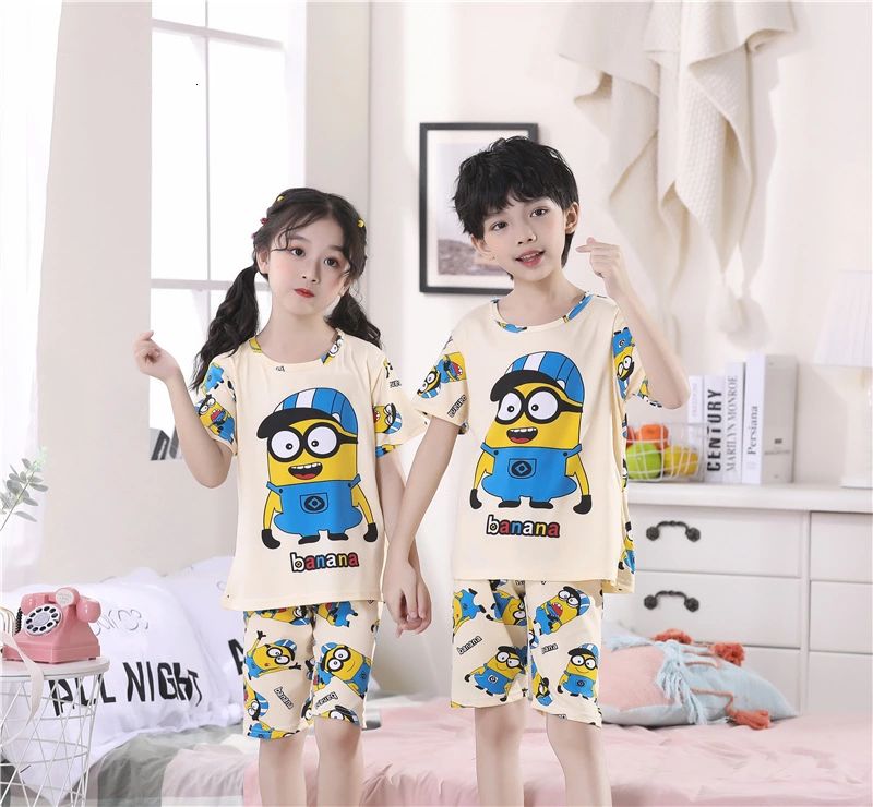 Áo Thun Tay Ngắn In Hình Minion Dễ Thương Cho Bé Trai &amp; Gái