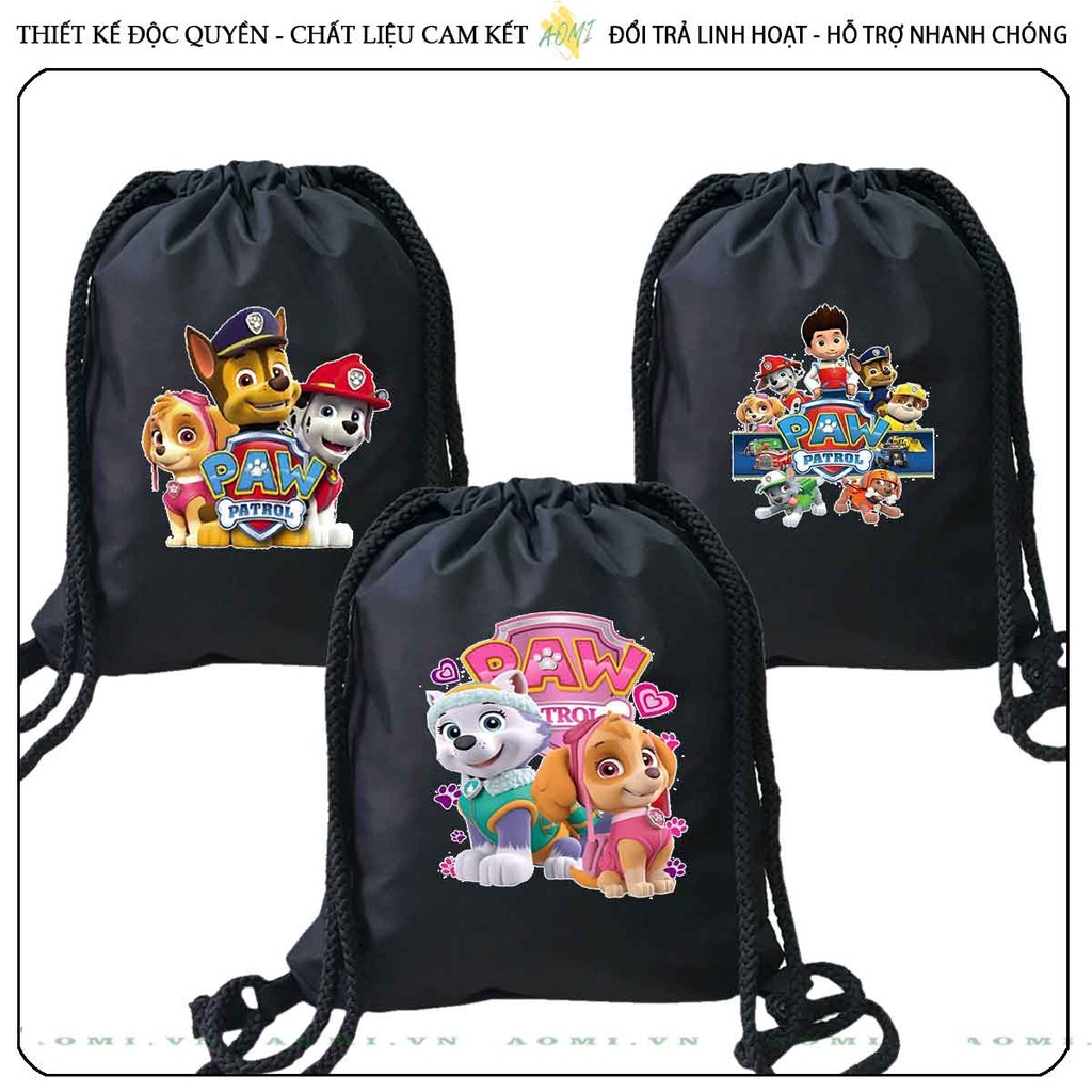 BALO MINI đội chó cứu hộ trẻ em AOMIVN DÂY RÚT ĐEO VAI 33x38cm NHỎ XINH UNISEX CHẤT CANVAS CUTE TIỆN ÍCH DU LỊCH DẠO PHỐ