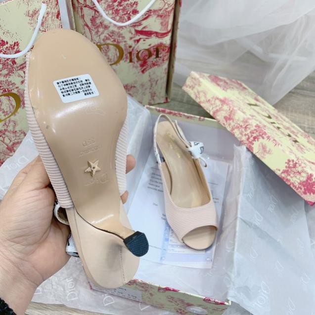 (ẢNH THẬT) Sandal 6p Da Gân Hở Mũi Gót Cong Fullbox Bill Túi Hãng Cao Cấp