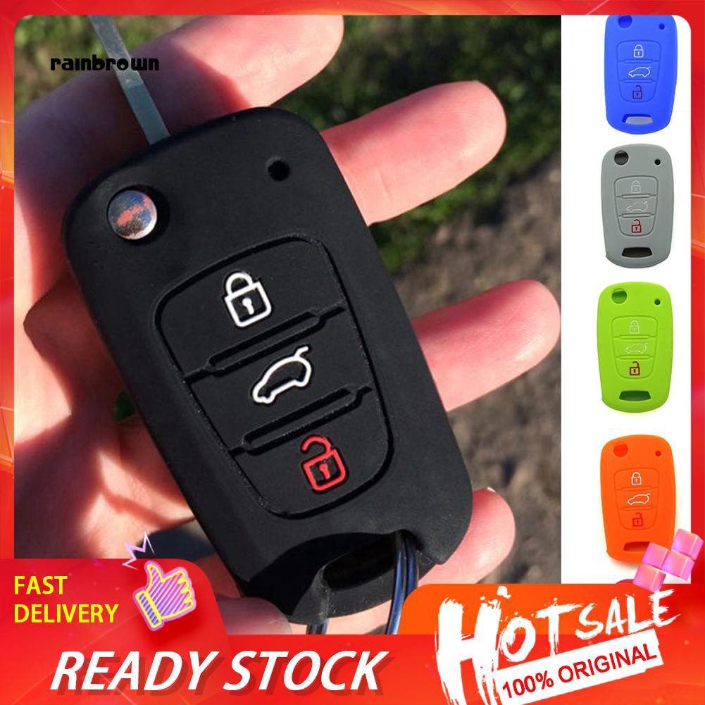 Vỏ bọc chìa khóa 3 nút nhấn chất liệu silicone dành cho Hyundai Accent Elantra Sonata i20 i30 IX35