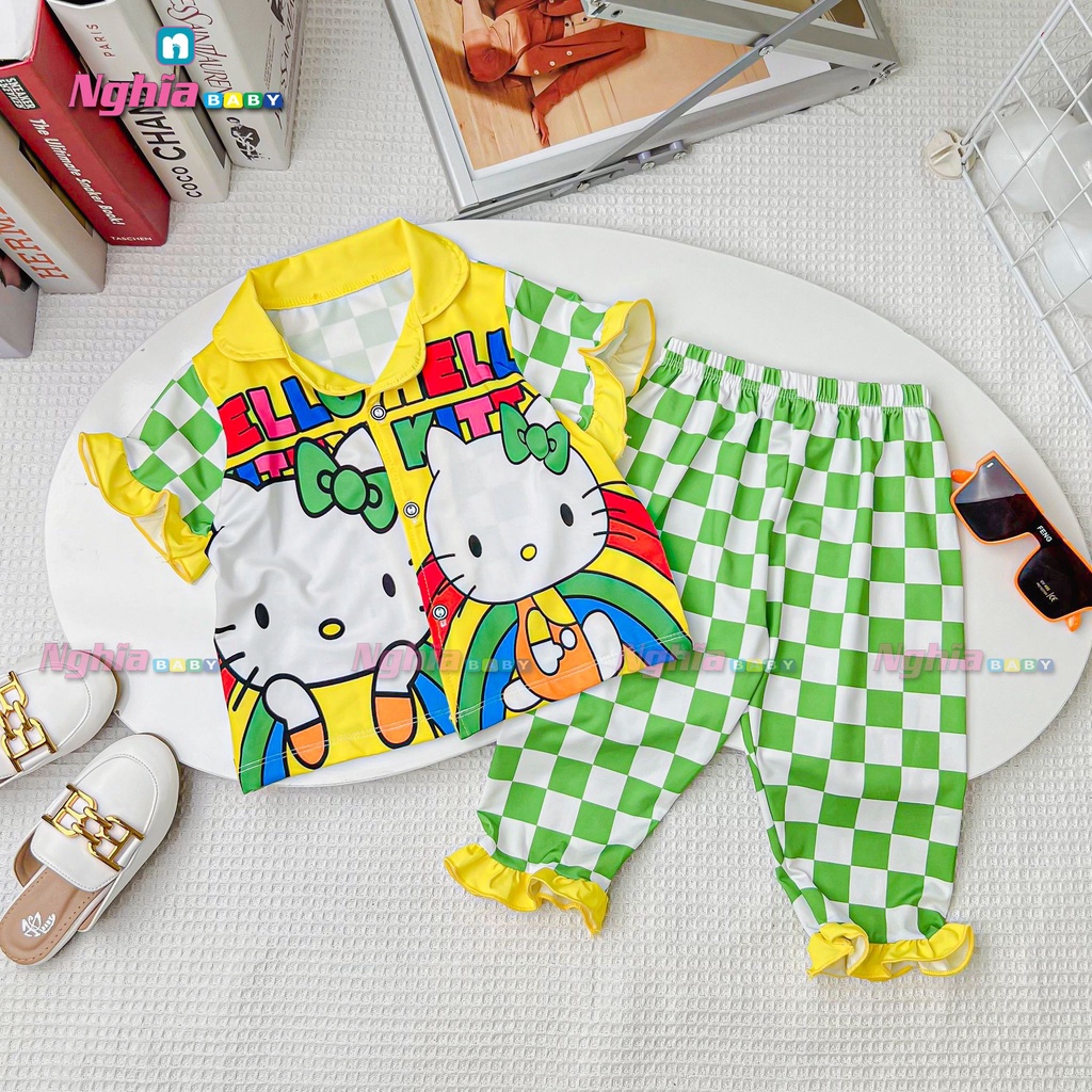 Đồ bộ bé gái quần dài áo ngắn tay NGHĨA BABY dành cho bé