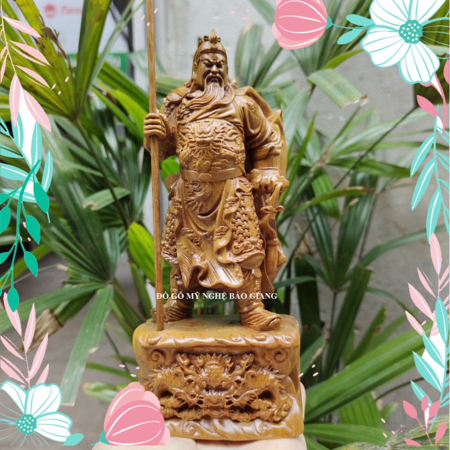 Tượng quan công làm bằng gỗ chạm khắc đế rồng tinh sảo