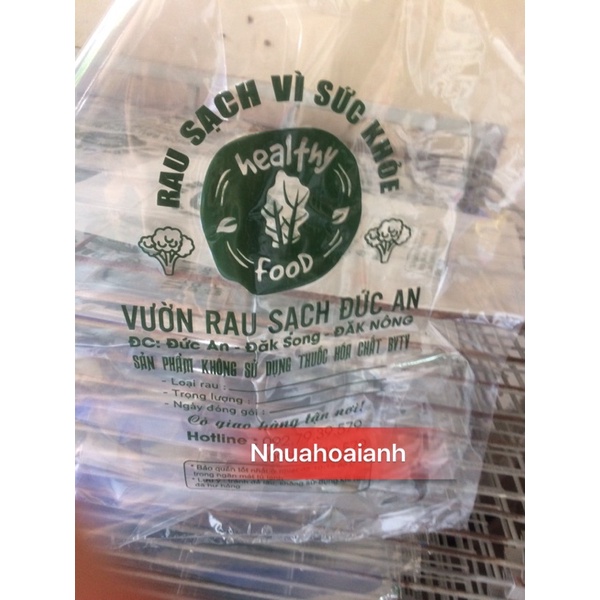 túi đựng rau sạch có dán có 1 lỗ, túi đựng rau không dán có đột 6 lỗ