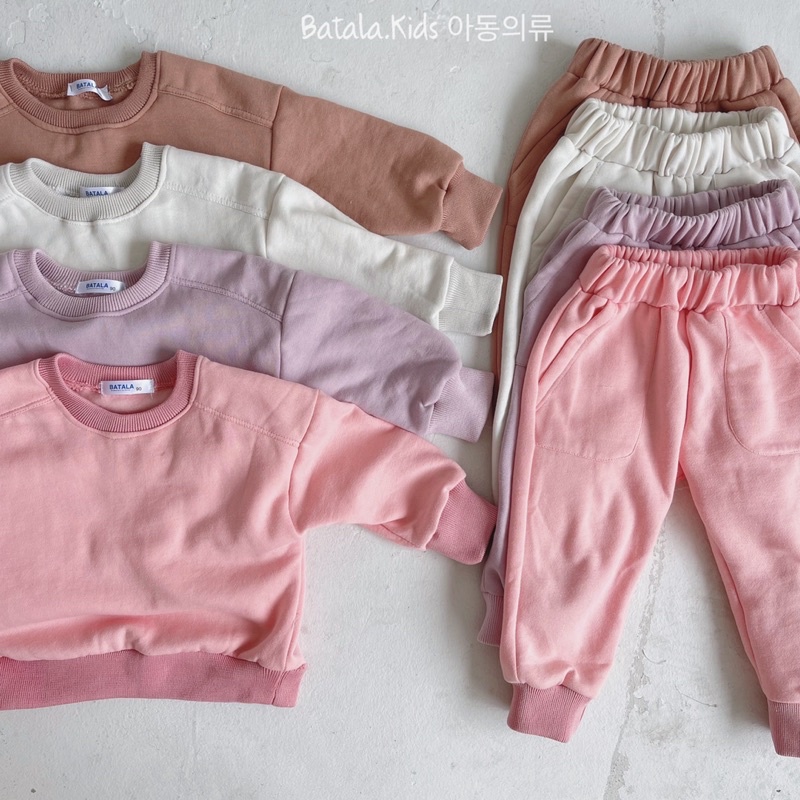 Bộ nỉ bông bé trai bé gái Batala kids, set nỉ hoodie trẻ em siêu ấm phong cách Hàn Quốc cho bé từ 10-23kg