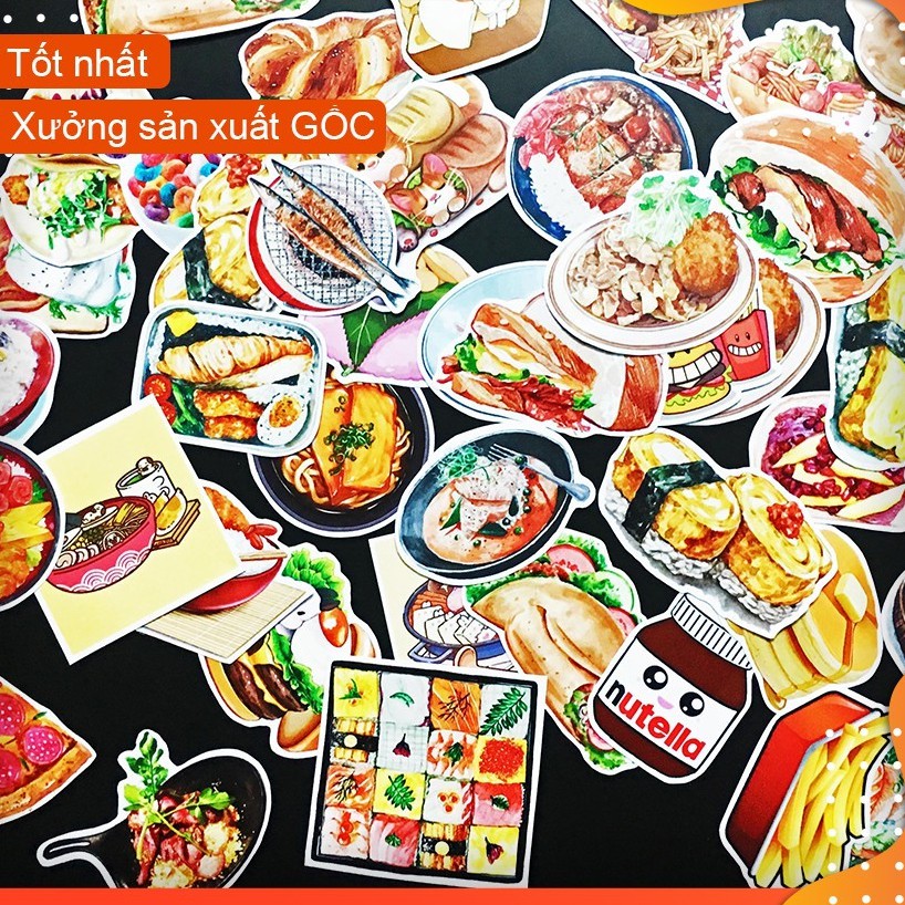 [SET MIX CHỦ ĐỀ FOODIE] 300  sticker mix chủ đề đồ ăn, đồ uống, tráng miệng, snack...