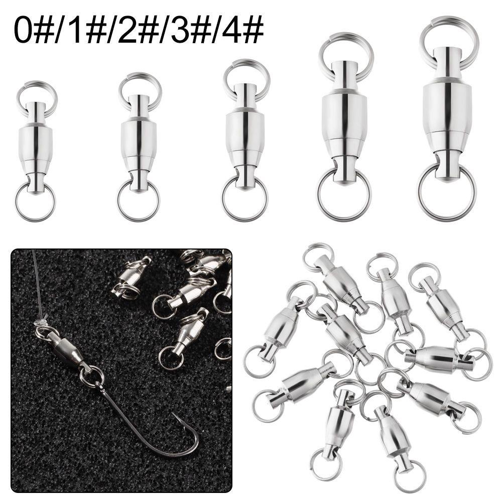 MUVAKO Bộ 10 Móc Nối Câu Cá Bằng Thép Không Gỉ Size 0# Bộ Chuyển Đổi Từ 4.4 Sang 44# Vòng Bi Thiết Kế Chuyên Dụng Chất Lượng Cao
