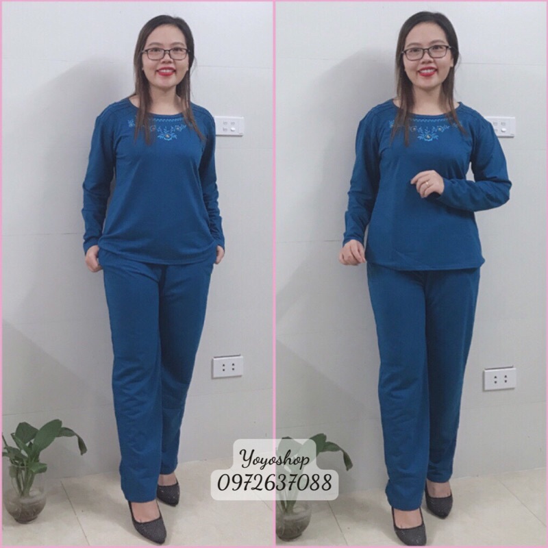 Bộ Nỉ Da Cá Trung niên Thu Đông, Bộ Mặc Nhà Thu Đông Cho Mẹ
