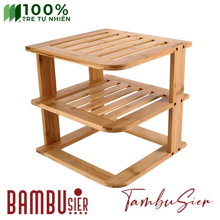 [BAMBOO] Kệ gỗ tre đa năng 3 tầng để đồ gia vị nhà, giá sách để bàn bếp tiện ích [MINTIOS]