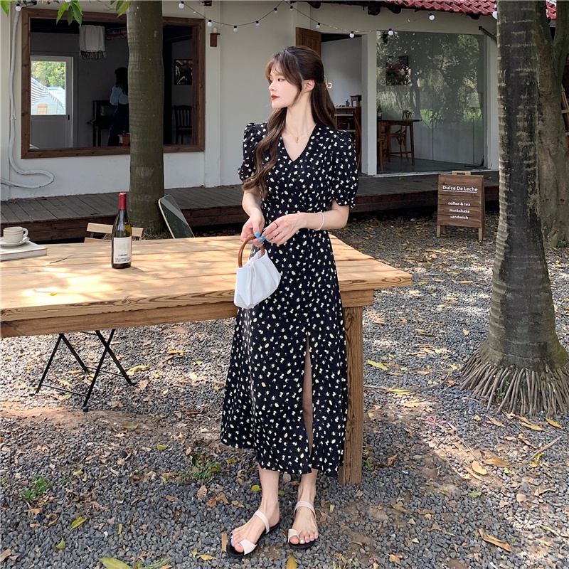 Đầm hoa PERTY xẻ tà thời trang Hàn Quốc cho nữ