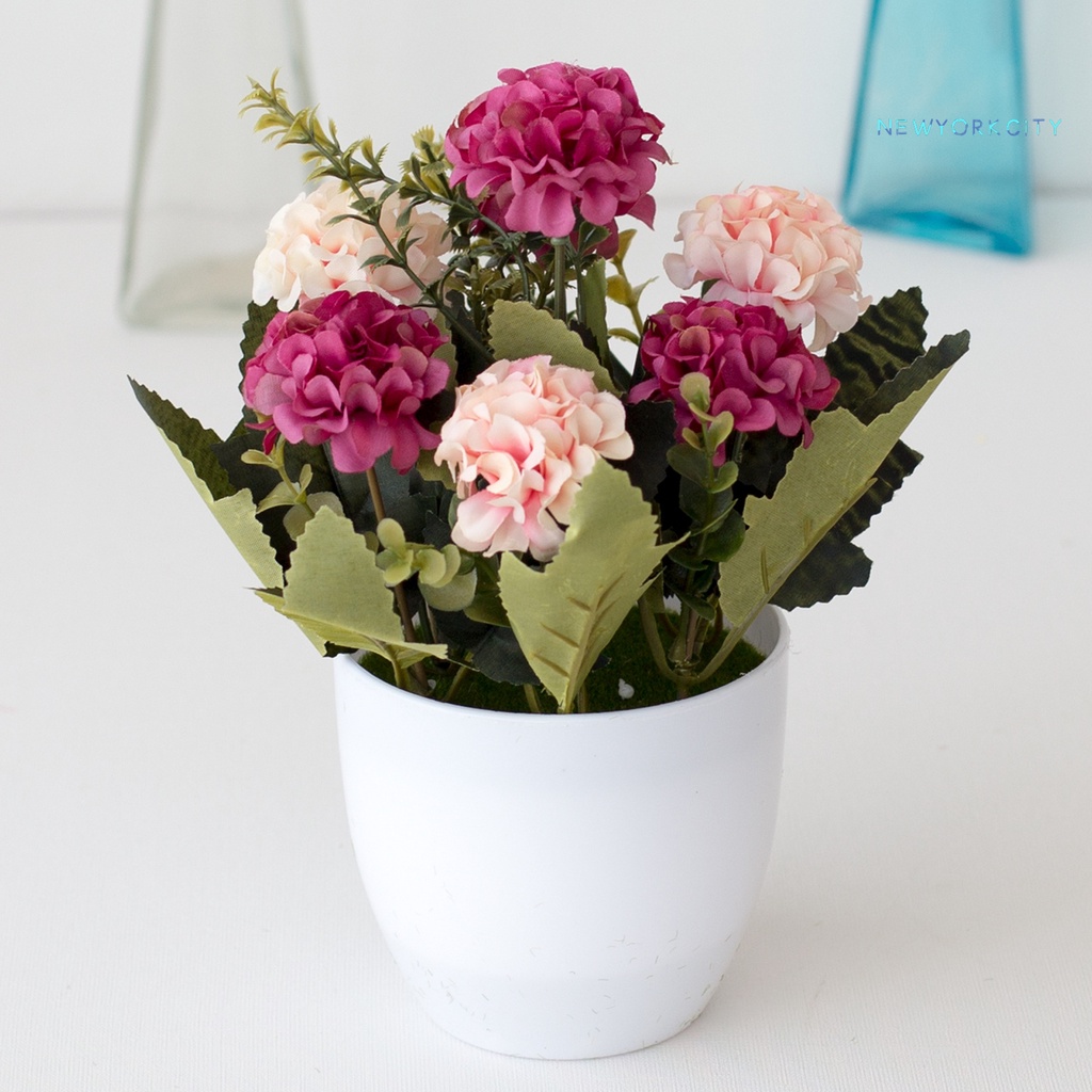 1 Chậu Hoa Cẩm Tú Cầu Nhân Tạo Bằng Nhựa Dùng Cho Trang Trí Văn Phòng