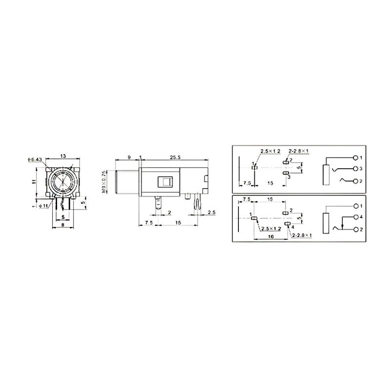 Bộ 5 jack cắm tai nghe 6.35mm 1/4 2Pin tiện dụng