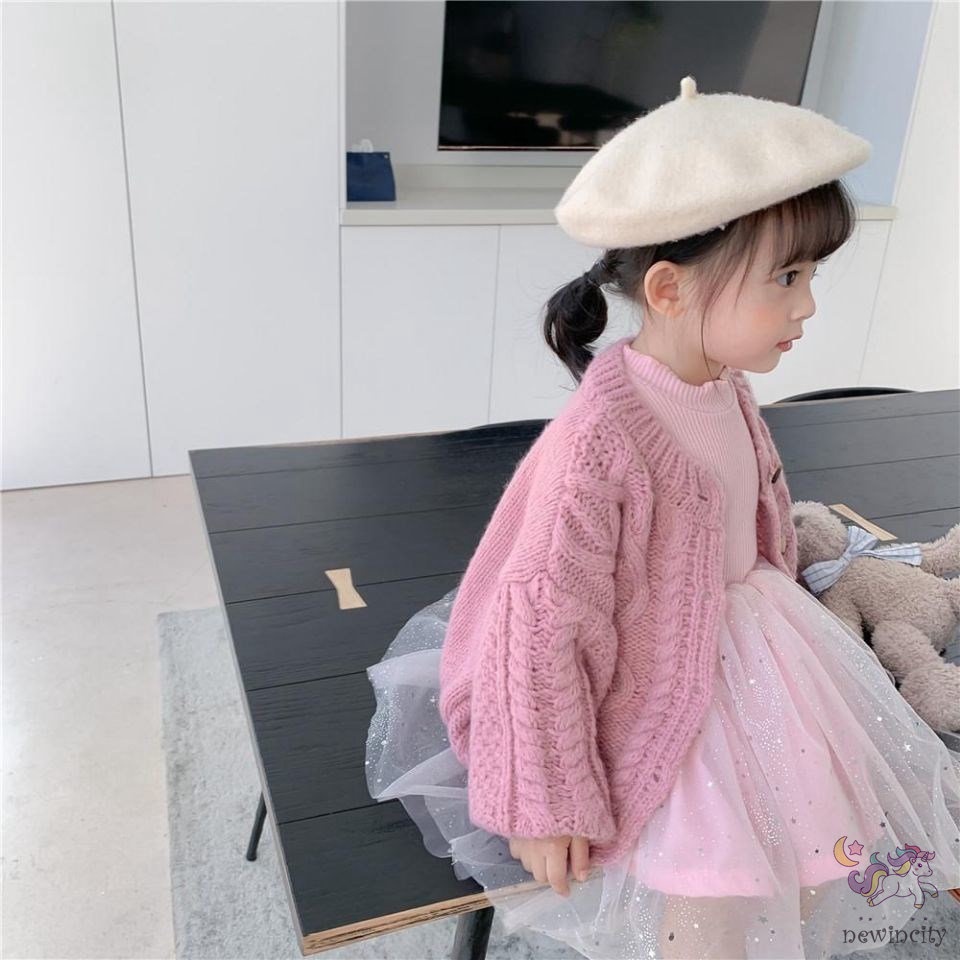 Áo khoác len cardigan phong cách Hàn Quốc đáng yêu cho bé gái