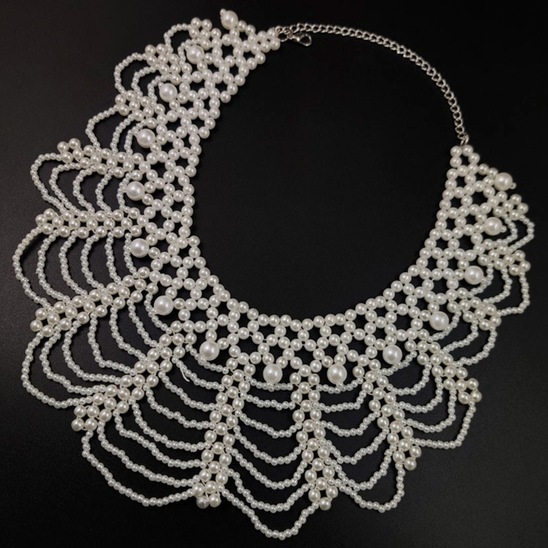 Vòng Cổ Choker Đính Hạt Ngọc Trai Giả Hình Cánh Hoa Cho Nữ