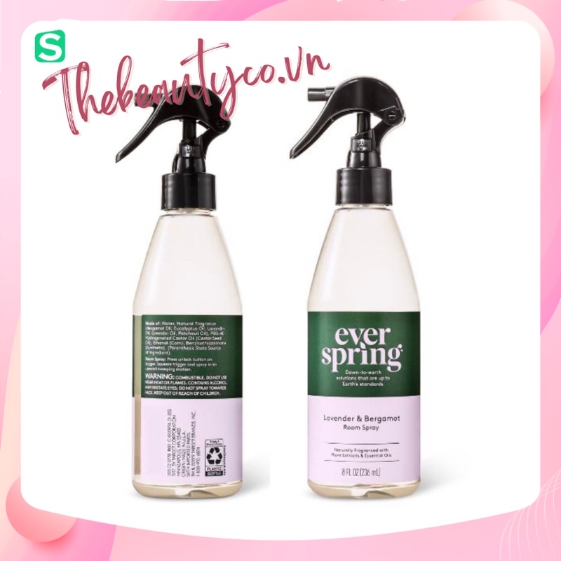 Xịt thơm phòng tinh dầu thiên nhiên Everspring Room Spray 236ml