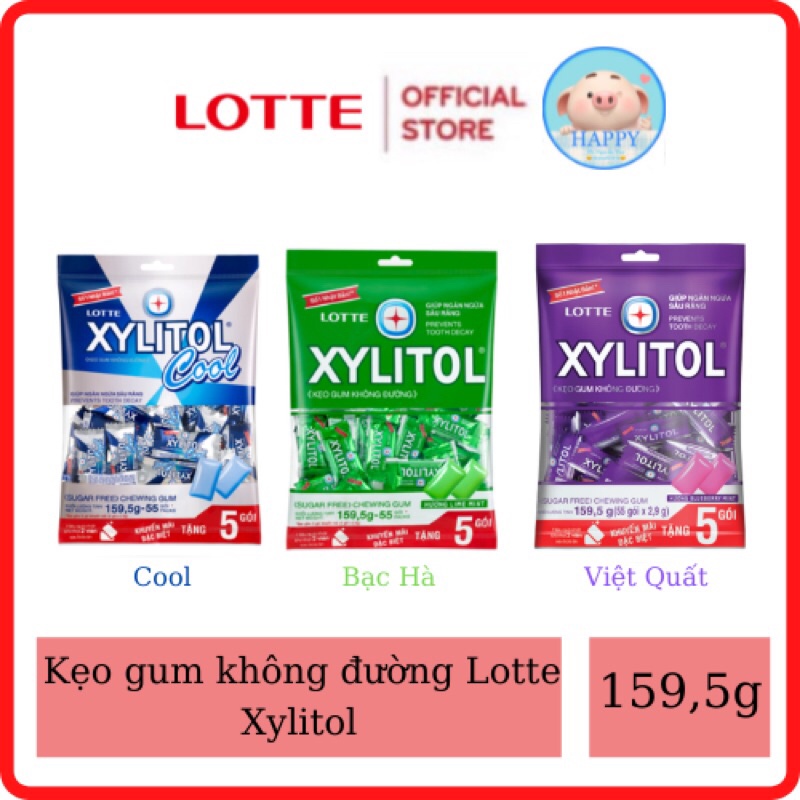 Kẹo Sing-Gum Xylitol vị cool/ bạc hà/ việt quất gói 159.5g (55viênx2.9g)