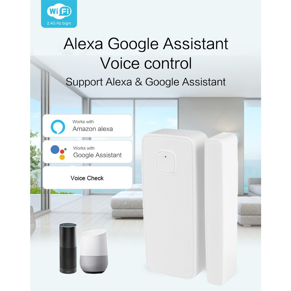 Cảm biến má từ Tuya WiFi báo động chống trộm mở cửa, giao tiếp giọng nói Google, alexa