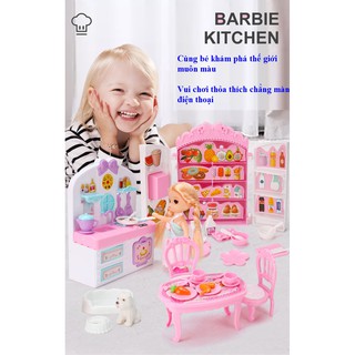 Bộ đồ chơi búp bê [FREE SHIP] búp bê nhà tắm/phòng ăn cho bé