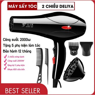 Máy Sấy Tóc Tạo Kiểu Deliya Công Suất Lớn 2200W Tặng Kèm Bộ Phụ Kiện 5 Chi Tiết