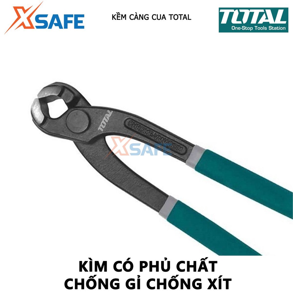 Kềm càng cua đầu nhỏ TOTAL 3 size 8-9-10 inch, chất liệu thép CR-V, đen bóng, tay cầm nhựa chắc chắn - chính hãng