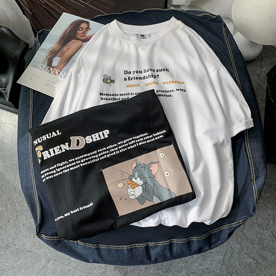 Áo thun phông tay lỡ form rộng TOM &amp; JERRY Unisex