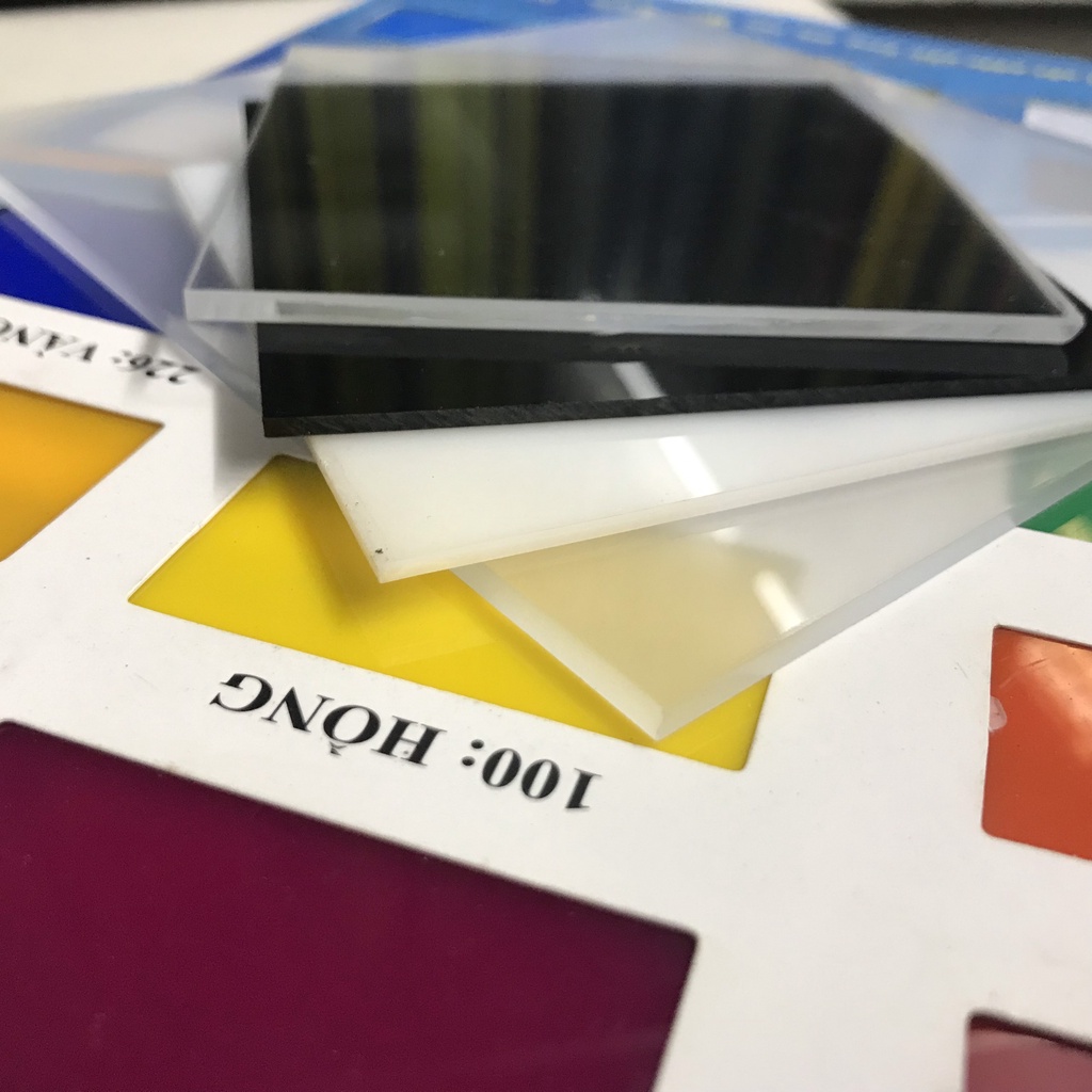Mica Màu 2mm. Cháo, sữa, đen, vàng. Tấm Nhựa ACrylic Đài Loan Cao cấp, CC, FS. Cam kết đủ li