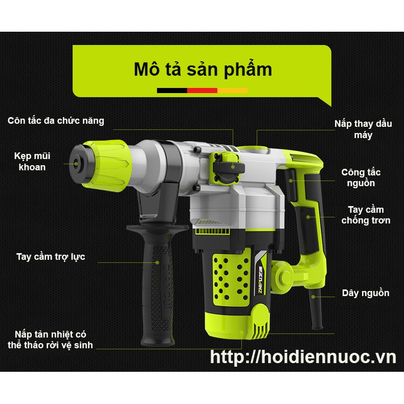 Bộ máy khoan bê tông Zhipu 2400W Shibaura Electric Picks, Đức, công suất cao, phá hủy tường, bê tông Full phụ kiện