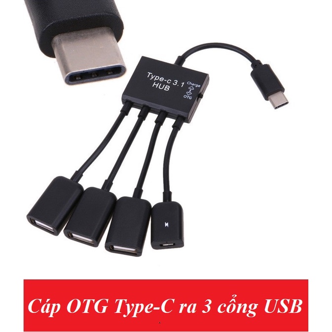 Cáp OTG Type-C ra 3 cổng USB Hub OTG Type-C