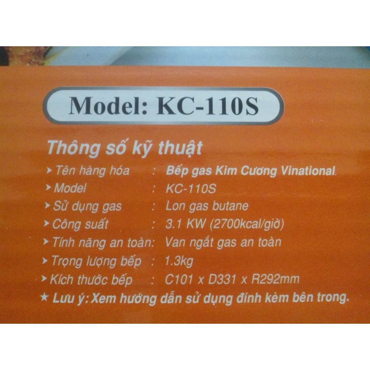 Bếp Gas Mini Du Lịch Kim Cương KC-110S - Hàng Chính Hãng (Bảo Hành 12 Tháng)