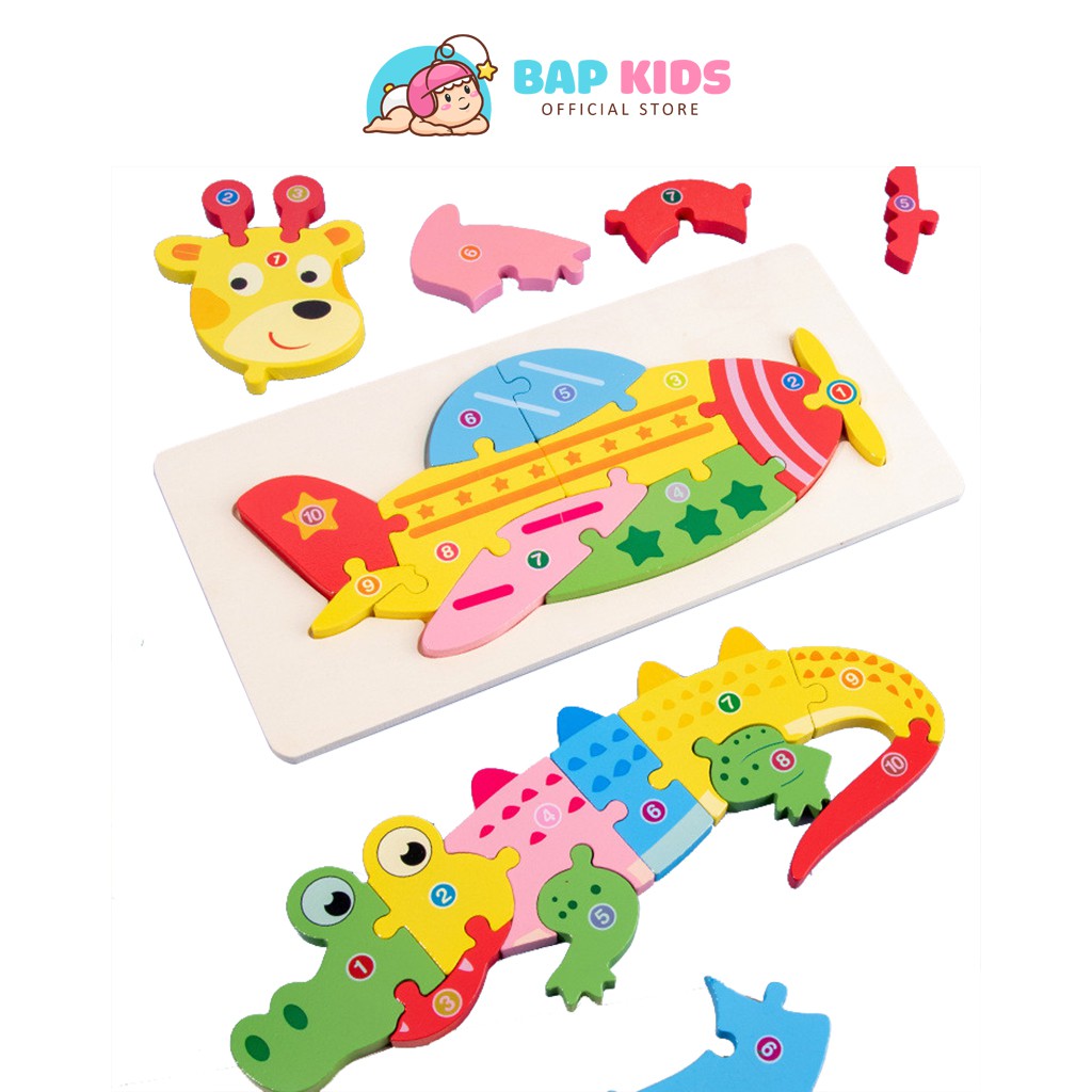 Đồ chơi cho bé ⚡️BAPKIDS⚡️ Bảng lắp ghép con vật máy bay và xe - Đồ chơi trí tuệ phát triển kỹ năng cơ bản