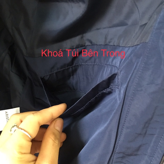 Áo Khoác Nam Aristino AJK022W8 Màu Xanh Tím Than Có Mũ Tháo Rời có S/M/L Regular