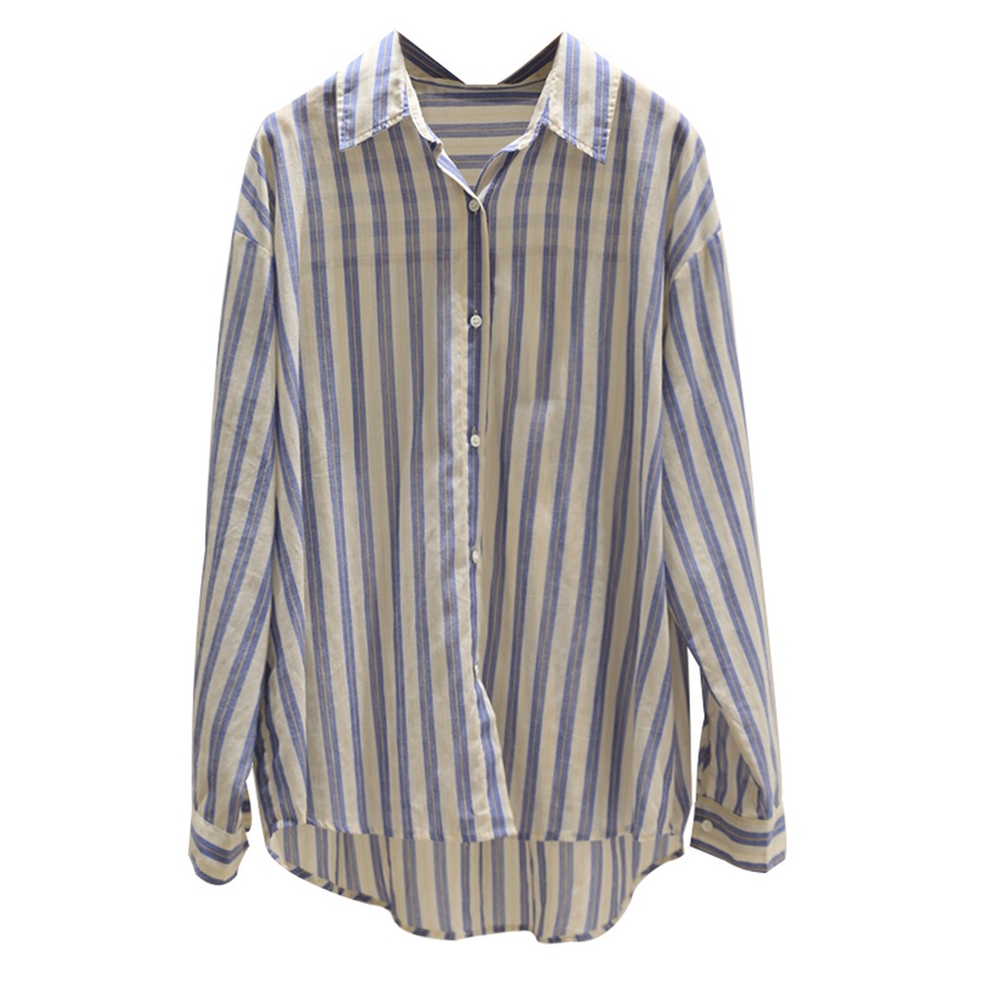 Áo Sơ Mi Nữ Dài Tay Họa Tiết Sọc Dọc Phong Cách Hàn Quốc Mới