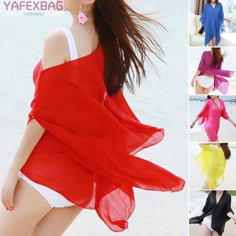 Áo choàng polyester mặc ngoài đồ bơi đi biển 6 màu tùy chọn quyến rũ