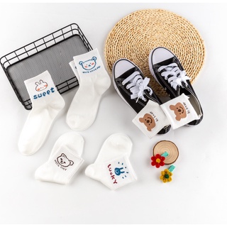  Vớ Thể Thao In Hình Gấu Trắng Phong Cách Hàn Quốc