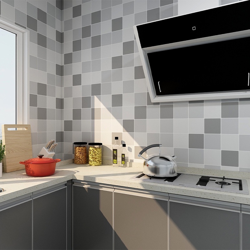 Miếng dán tường giả gạch bằng chất liệu lá nhôm chống thấm nước chống thấm dầu chịu nhiệt trang trí nhà bếp DIY