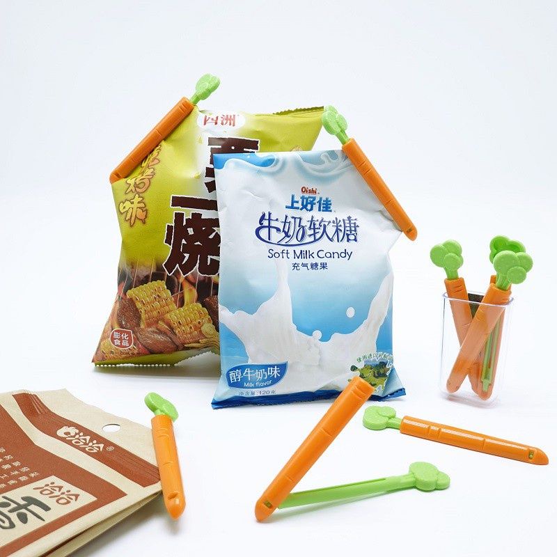 Set 5 kẹp miệng túi thức ăn hình cà rốt kèm hộp đựng