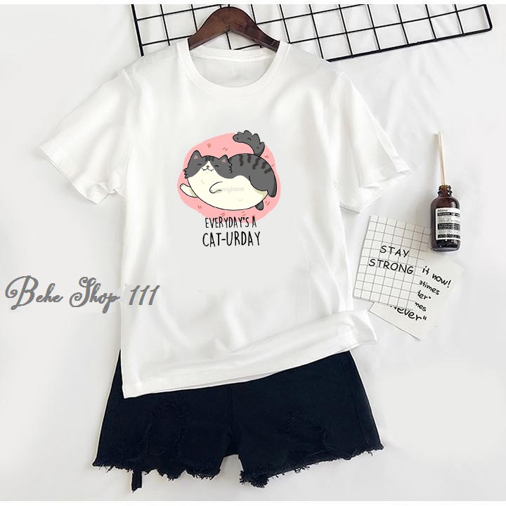 Áo phông nam nữ họa tiết mèo cute form rộng vải dày mịn phong cách hàn quốc 26052021