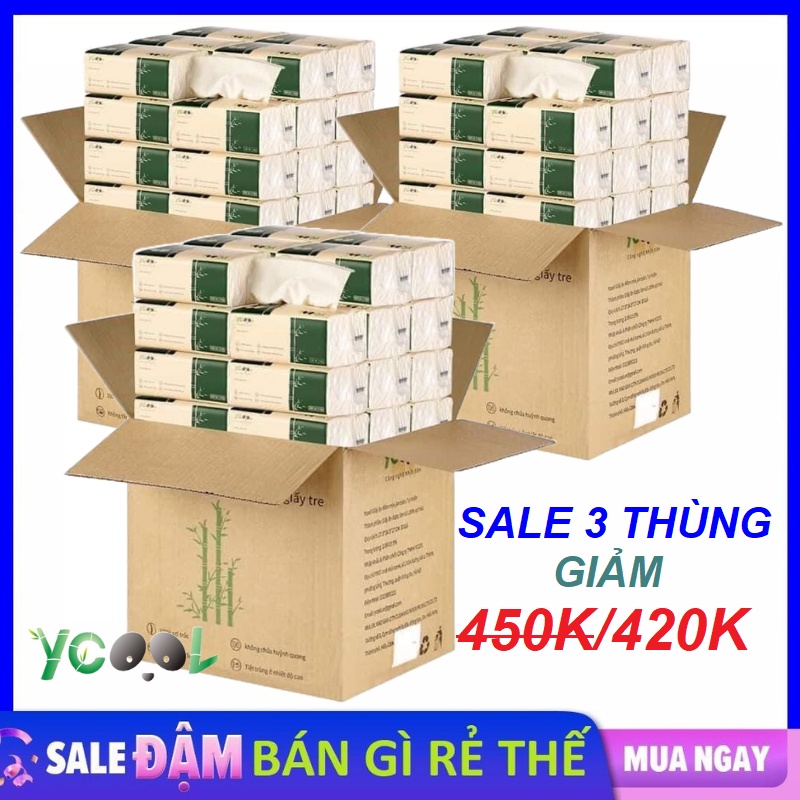 [SIÊU KHUYẾN MÃI 30K] Combo 3 thùng 90 gói giấy ăn, khăn giấy rút YCOOL 4 lớp không chất tẩy