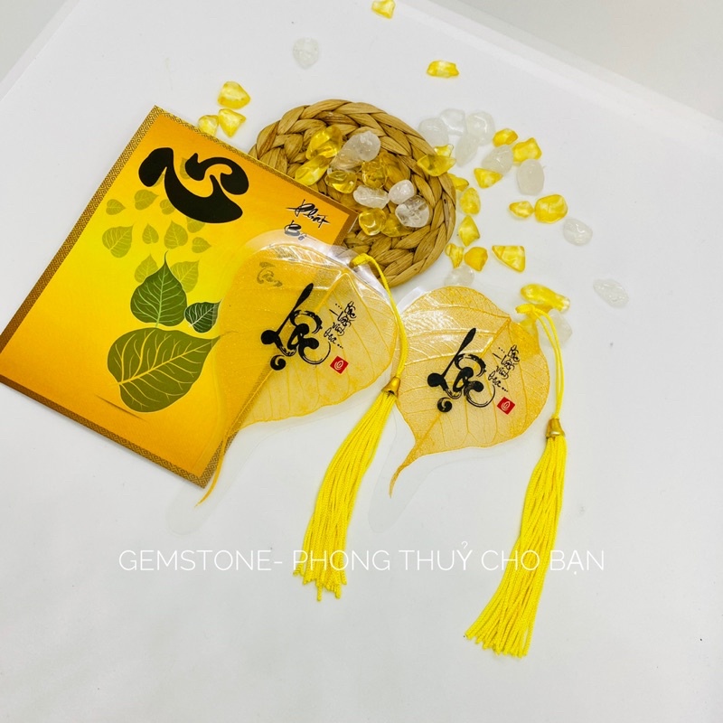 Lá Bồ Đề In Chữ Thư Pháp Có Tặng Kèm Bao Lì Xì Và Dây Tua Vàng, Lá Bồ Đề Tự Nhiên Mang Lại May Mắn, Bình An