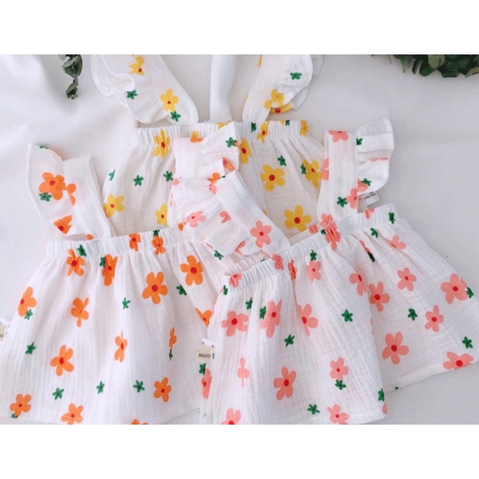 Bộ lanh lụa 2 dây cánh tiên cho bé gái 8-20kg