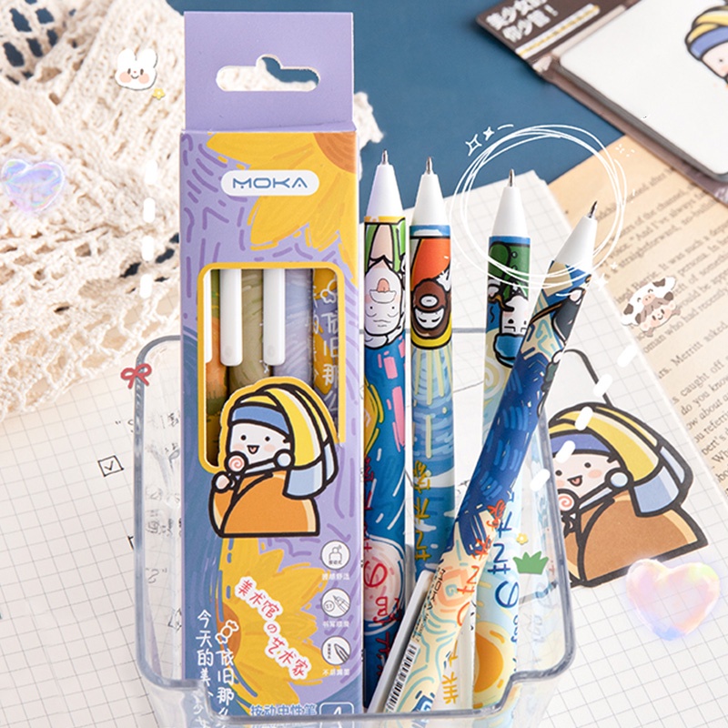 Bộ 4 Bút Bi Mực Đen Ngòi 0.5mm Có Thể Thu Gọn Tiện Dụng