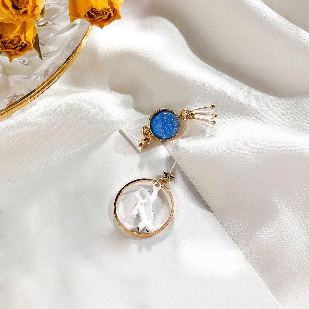 Bông Tai RALPH Thời Trang Cá Tính|Vòng Tròn Phối Tua Rua Họa Tiết Phi Hành Gia Hoạt Hình Thời Trang Cho Nữ