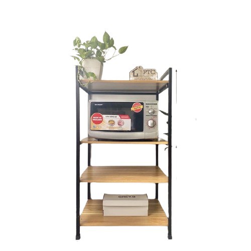 Kệ Để Lò Vi Sóng 4 Tầng Khung Sắt Sơn Tĩnh Điện, Gỗ MDF Cao Cấp - Kệ Bếp Đa Năng - Bảo Hành 6 Tháng