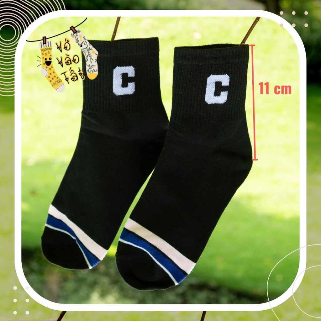 TẤT VỚ CỔ CAO TRUNG SỌC PHỐI 3 MÀU