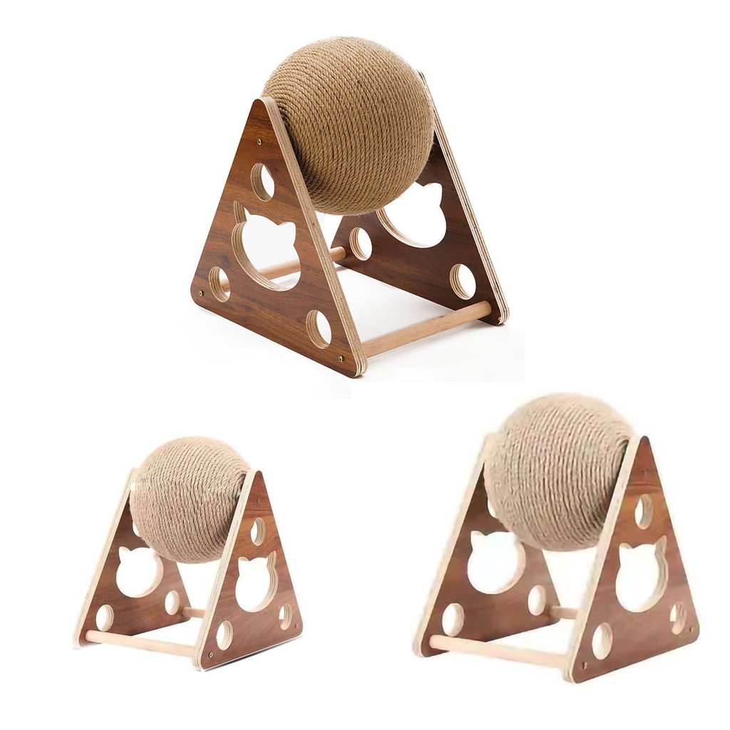 Khung gỗ leo trèo có quả bóng dây sisal dùng cào móng cho mèo cưng