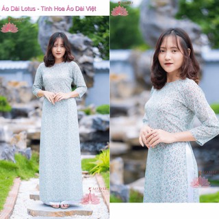 (Giá Sale)Áo Dài Thời Trang Hoa Nhí Cao Cấp Xanh Ngọc Hoa Nhí Cổ Tròn - HD0110 cung cấp bởi Áo Dài Lotus