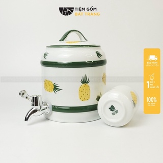 Bình Nước Dáng Trụ Bộ Bình Đựng Nước Hoạ Tiết Vẽ Tay Nhiều Mẫu Decor Dễ Thương Cốc Uống Nước Sứ Bát Tràng